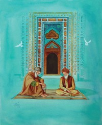 S. A. Noory, Door of Sachal Sarmast Tomb, Sindh , 12 x 15  Inch, Watercolor on Paper, AC-SAN-007